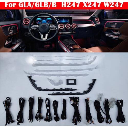 Car 64-color Atmosphere Lamps For Benz GLA/GLB/B class H247 X247 W247 Ambient Light Set LED Turbine Trim Nozzle Air Vent Outlet