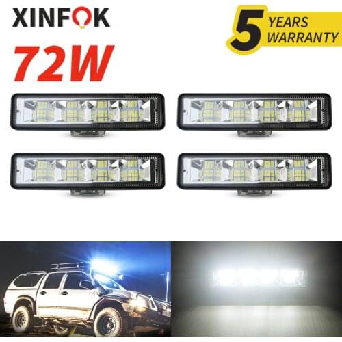 Xinfok Car LED Light Work Spot Flood Beam 3030 SMD DC 12-24 Volts 72 Watts 6500K Lighting for Truck 4x4 4WD SUV