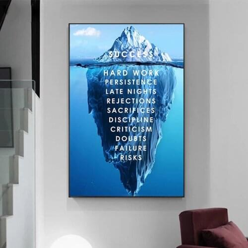 Iceberg of Success Canvas Poster Landscape Motivational Canvas Painting Wall Art Picture for Home Decor Canvas Wall Art