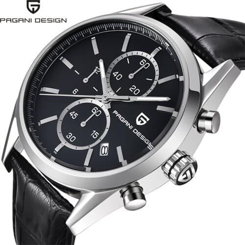 PAGANI DESIGN Chronograph Leather Watches Men Sports Waterproof Quartz Luminous WristWatch Clock Calendar Male Relogio Masculino