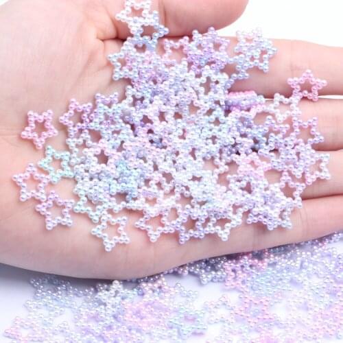 Imitation Pearl Art Resin Rhinestones Star Rainbow 11mm 1000pcs Flatback DIY Crafts Jewelry Making Wedding Decoration