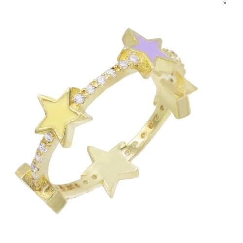 Star Trail Stackable band fashion Finger Ring For Women Wedding pastel enamel star design jewelry