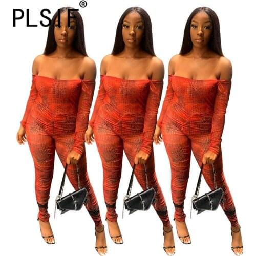 Orange Strapless Backless Long Sleeve Jumpsuits Sexy Tight Club Party Lady Fashion Sheath Romper