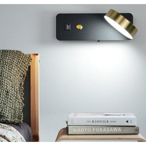 Indoor LED Wall Lamps 9W With Switch And USB Charge Wall Light Modern Stair Wall Sconce Livingroom Decorative Wall Lamp
