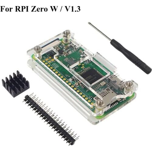 Raspberry Pi Zero Acrylic Case Shell Enclosure with GPIO Header Screwdriver Aluminum Heat Sink for Raspberry Pi Zero V1.3 Zero W