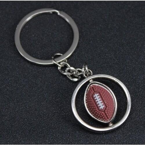 Creative rotating basketball football keychain sports ball pendant metal small gifts