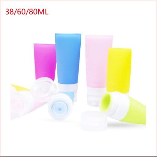 Refillable Bottles Travel Silicone Skin Care Lotion Shampoo Gel Squeeze Bottle 38/60/80ml Tube Containers Squeeze Kits