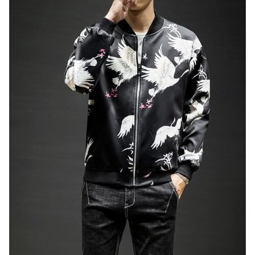 Japanese streetwear mens bomber jackets outerwear male kimono jacket men winter clothes 2018 Jananese coat KK2602 X