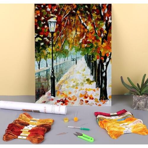 Beginning Winter Printed Canvas 11CT Cross Stitch Embroidery Set DMC Threads Knitting Needlework Painting Handicraft Gift