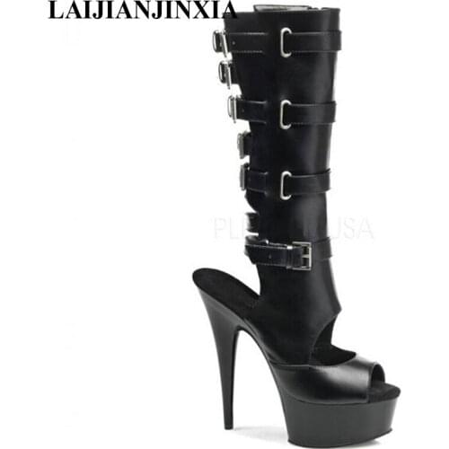 New the sexy belt buckles are super high heels with the runway model, with the high boots of the Roman Dance Shoes