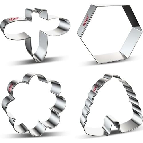 ZADE Cookie Cutter Stainless Steel Bee Shape Honeycomb Flower Biscuit and Fondant Cutter - Stainless Steel