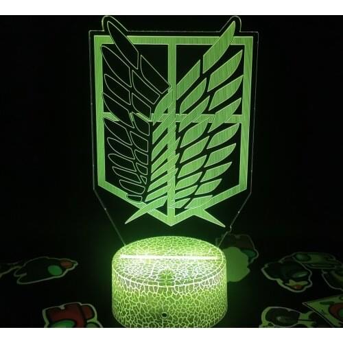 Attack on Titan scouting legion Mark creative 3D LED Illusion Night Lights Bedroom table Decor lava lamp Cool gift for friend
