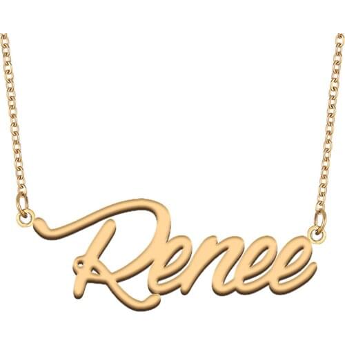 Renee Name Necklace for Women Stainless Steel Jewelry 18k Gold Plated Nameplate Pendant Femme Mother Girlfriend Gift
