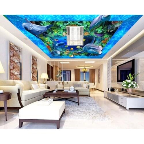 Custom any size photo 3D underwater world ceiling mural 3d ceiling murals wallpaper