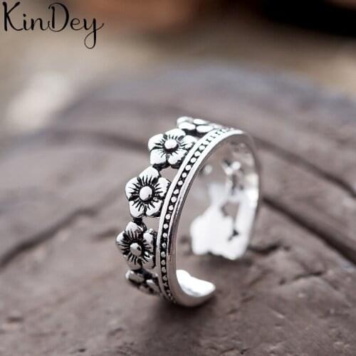 Exaggerated Silver Color Flowers Rings For Women Engagement Jewelry Girls Open Finger Rings