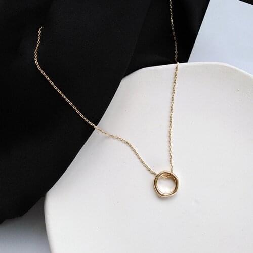 Simple Gold Color Round Necklace For Women Geometric Irregular Circle Clavicle Chain Necklaces Metal Jewelry collares feminino