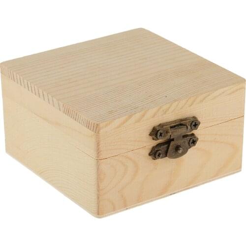 Blank Square Mini Wooden Box Jewelry Box Case For Painting Craft Decorate