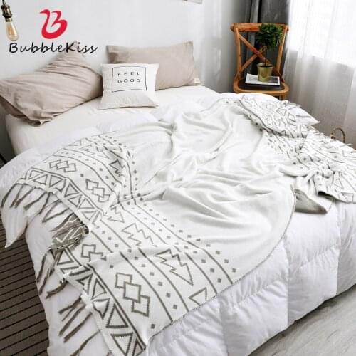 Bubble Kiss Throw Blanket Modern Style Tassel Cotton Knitted Blankets On The Bed Home Bed Cover Blanket For Bedroom Decoration