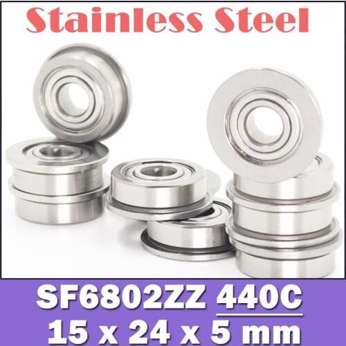 SF6802ZZ Flange Bearing 15X24X5 mm 10PCS Double Shielded Stainless Steel Flanged SF 6802 Z ZZ Ball Bearings S F6802Z
