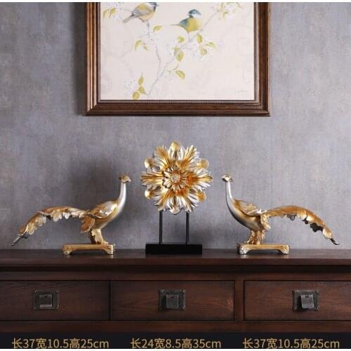 Decoration European-style Home Shoe Cabinet, Dining Side Cabinet, TV Counter, A Pair of Peacocks on Both Sides