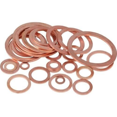 Red copper gasket sealing gasket for marine watch 1-1.5-2mm thick flat gasket inner diameter M5-M6-M8-M10 to M48 5PCS