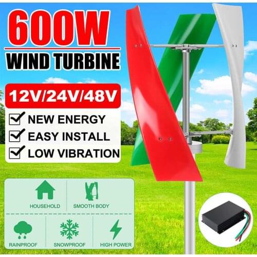 400W 600W Wind Turbine Generator Energy Windmill Vertical Axis Permanent Maglev Wind Turbine Generator 12V 24V 48V& MPPT Contror