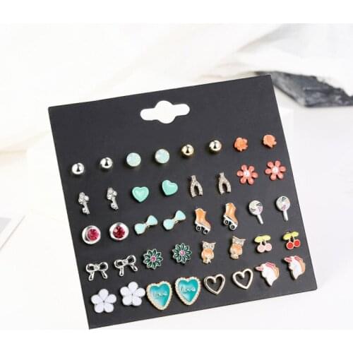 YADA 20 PCS Fashion Cartoon Lollipop&Cherry Earring Statement Crystal Earring For Women Jewelry Heart&Skates Earrings ER200193