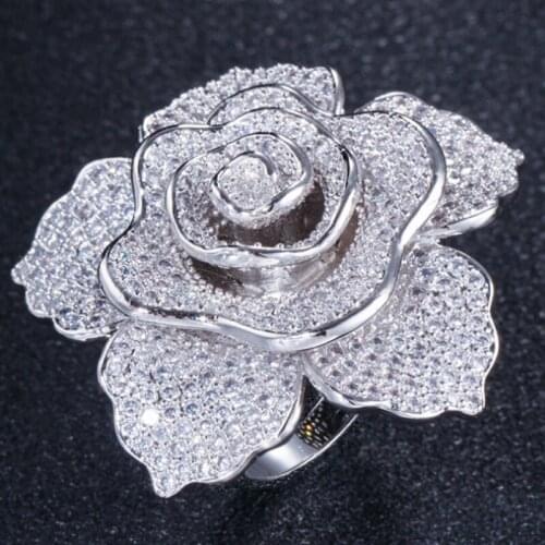 Zlxgirl jewelry High quality Classic womens rose flower wedding rings jewelry nice women bridal anel copper rings free bags