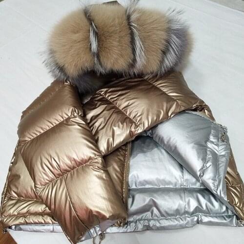 2019 Winter Jacket Women Real Fur Collar Hooded Short Down Coat White Duck Down Parkas Female Loose Warm Waterproof Outerwear