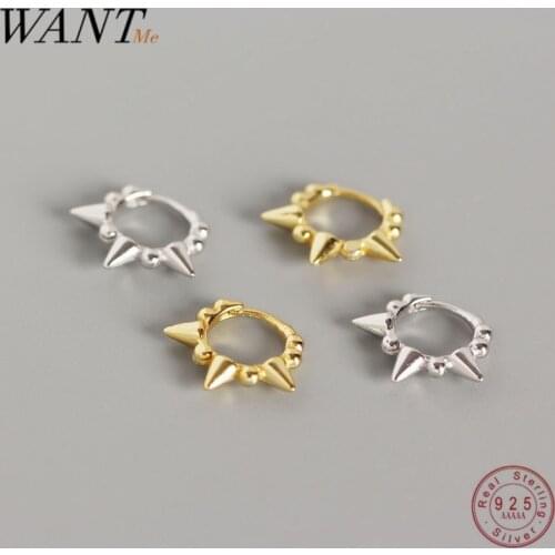 WANTME Genuine 100% 925 Sterling Silver Sweet Cute Beads Rivets Small Round Stud Earrings for Women Femme Accessories Jewelry