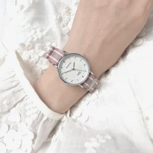 Women Fashion Stripe Nylon Strap Watches Number Dial Simple Summer Style Ladies Wristwatches Casual Female Quartz Clock Gifts