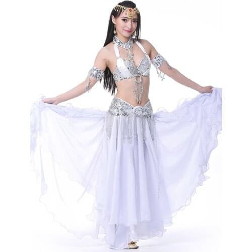 2019 Women Belly Dance Costume Female Bellydance Top Bra 34/75 B/C Cup & Belly Dance Belt & 2 Armband & Necklace 5 Pieces Suit