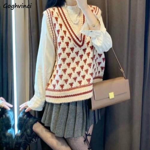 Women Sets 3 Pieces Students Sweet Ruched Cute Shirts V-neck Knitted Sweaters Vests Mini Pleated Skirts Japanese Style Fashion