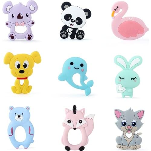 Keep&Grow 1pc Baby Silicone Teethers BPA Free Teething Toy Animals Koala Bear Dog Teether Silicone Beads DIY Necklace Making
