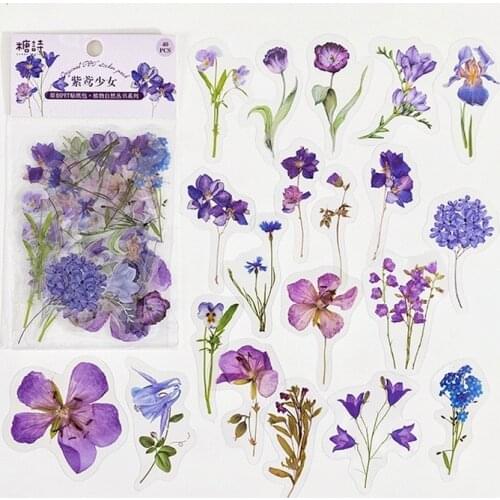1 Pack (40 pcs stickers) Purple Flowers Decorative Stickers Sealing Paste Stick Label Bullet Sticker