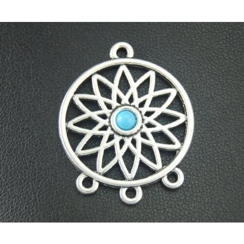 10pcs Silver Color Dream Catcher Charm Necklace Earrings Jewelry Making Handmade DIY 27X34mm A1877