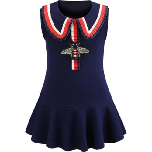 2019 Spring And Summer European And American Style Childrens Dress Sleeveless Casual Solid Color Bow Dress Vest Dress 2-8 Years