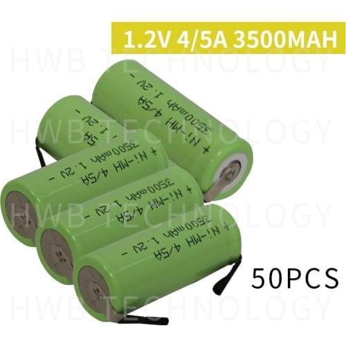 50 Pieces/lot KX Original New 1.2V 4/5A 3500mAh Ni-Mh 4/5 A Ni Mh Rechargeable Battery With Pins Free Shipping