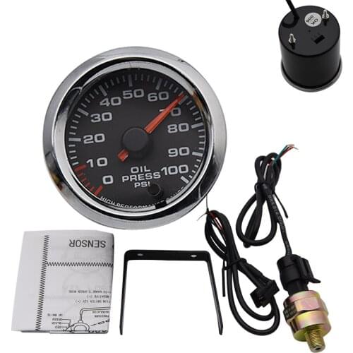 52MM Gauge PSI Oil Pressure Gauge with Sensors 7 Color Display Backlight LED 2 Inch 0-100 PSI Oil Press Gauge for Car Truck