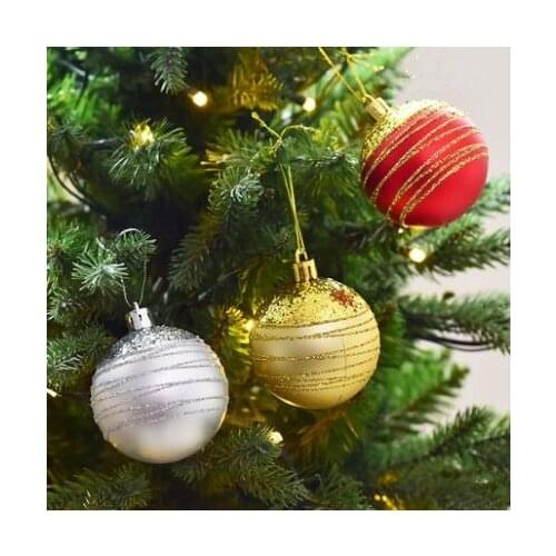 6 pieces / set 6cm 8cm christmas tree decor ball glitter christmas ball party hanging ball for home decoration