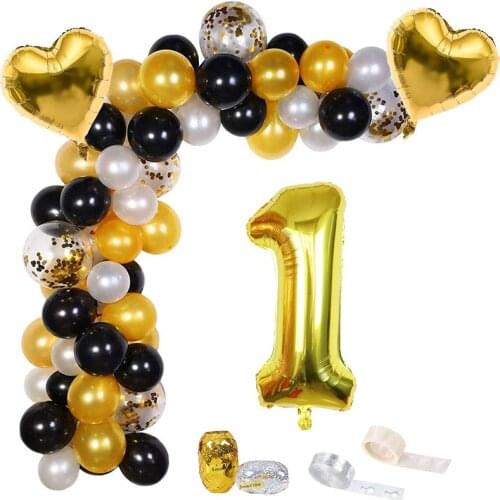 81pcs Baby Shower Party Balloon Garland Arch 30inch gold 1 2 3 4 5 6 7 8 9 years Birthday Party Background Balloons Strip Chain