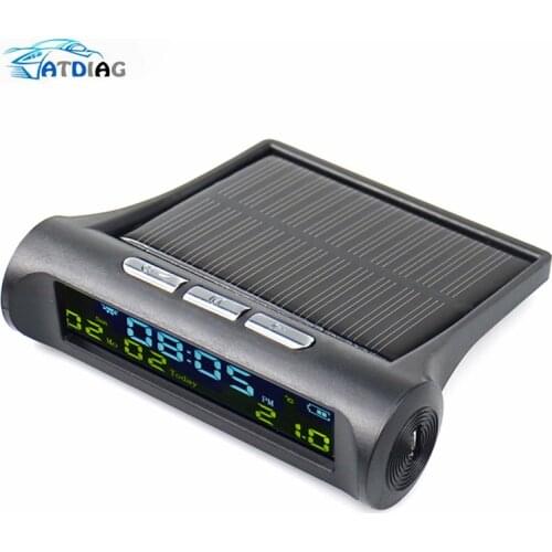 Car USB Solar Charge Smart Digital Clock Calendar Time Temperature LED Display Automobile Interior Accessories Auto Start Off