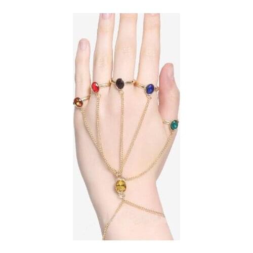 Infinite Power Glove Gauntlet Bracelets Bangles Gem Stone Pulsera for Women Girls Jewelry Gift Finger Chain