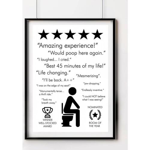 Black White Bathroom Quote Sign Print Poster Amazing Experience Would Poop Here Again Toilet Wall Art Canvas Painting Room Decor