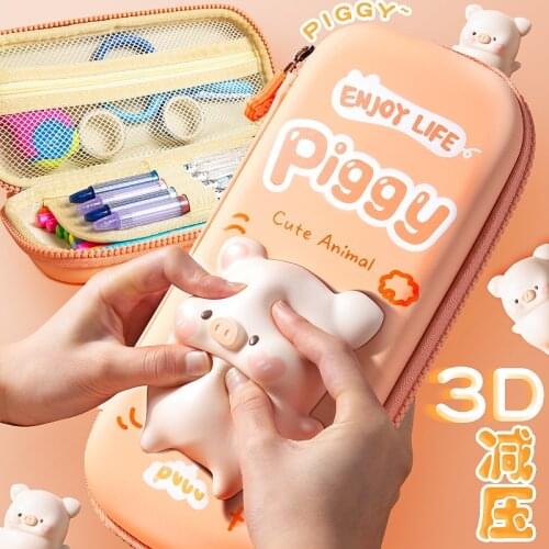 Decompression pencil casepencil bag stationery pen box Kawaii girls' childrens in junior high school Large Capacity