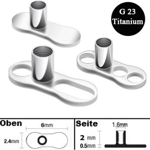 G23 Titanium 1.2*6 mm Micro Dermal Anchor Base Skin Diver Piercing Dermal Implants Jewelry 16g/1.2mm Inner Of Thread