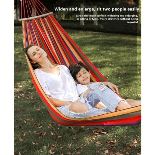 Outdoor striped hammock portable garden hammock sports home travel camping swing canvas striped hammock double single hammock