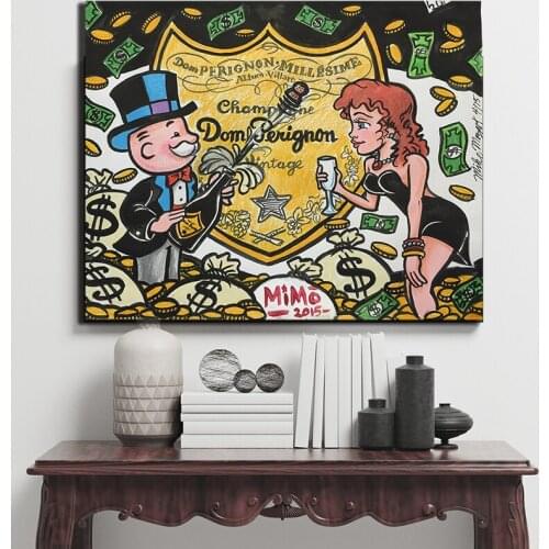Canvas Home Decoration Alec Monopoly Painting Wall Art Beauty HD Print Modern Graffiti Poster Champagne Modular Picture For Gift