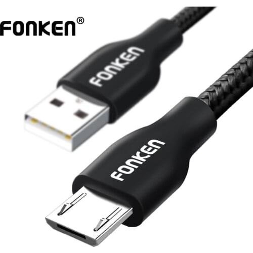 FONKEN Micro USB Cable Quick Charger Phone Cable Max 2.4A Charging Cord Nylon braided Wire Android Mobile Phone Data Cables