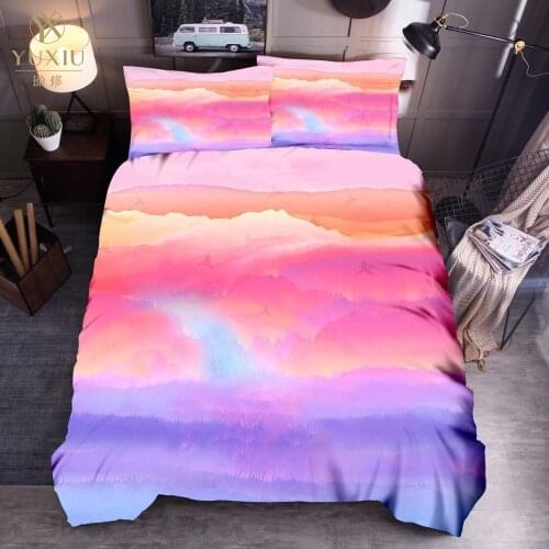 YuXiu luxury New Marbling Duvet Cover Sets Bedding Set Pink Purple Bed Linen Quilt Covers 3Pcs Twin Full Queen King Single